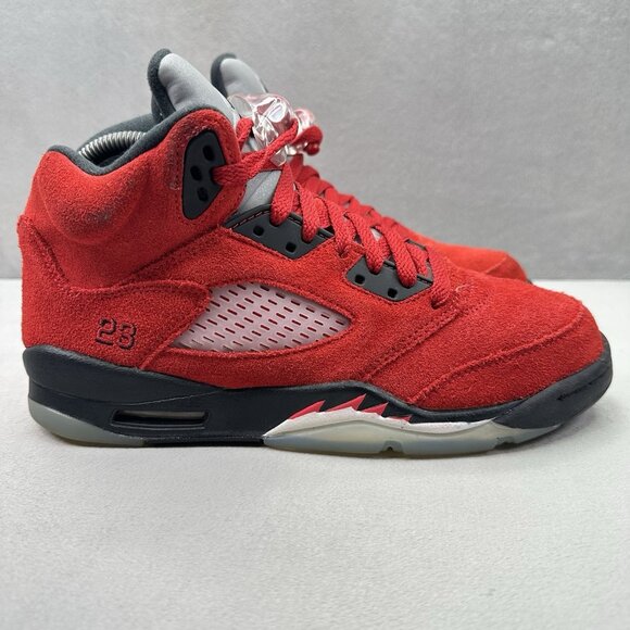 Size 7Y - Jordan 5 Retro Mid Raging Bull Toro Bravo Red Suede Black Silver - Picture 1 of 8